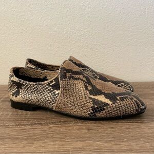 Aquatalia Revy Snake-Embossed Leather Loafers, Size 6.5